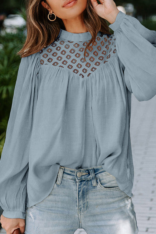 Romance-Inspired History Lace Balloon Long Sleeve Top