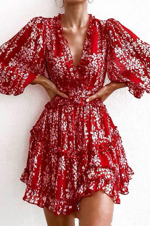 Affection is Life Ruffled Printed Mini Dress