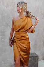 Heading Out For The Day One Shoulder Midi Dress