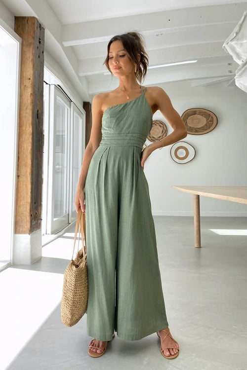 Just Kick It One Shoulder Wide-Leg Jumpsuit