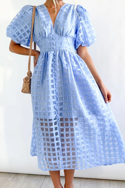 Garden Of Love Story Puff Sleeve Midi Dress - 9 Colors
