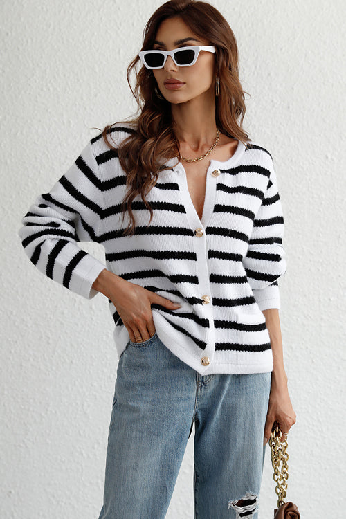 Fall For You Striped Knit Cardigan