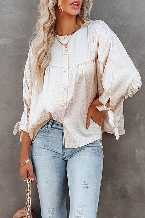 Charming New Day Print Babydoll Button Up Top