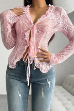 Midnight Love Story Lace Long Sleeve Top