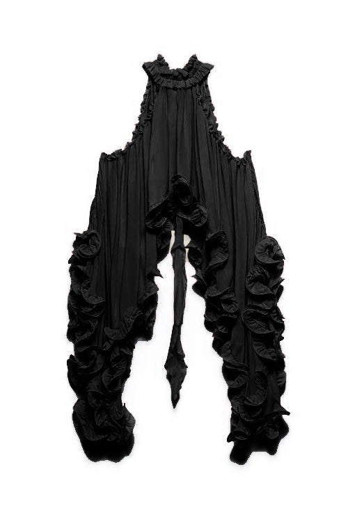 Delightful Potential Ruffled Sleeveless Chiffon Suit