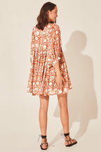 Choose Delight Printed Babydoll Mini Dress - Yellow