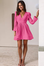 On The Chase V-Neck Long Sleeve Mini Dress