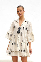 Open Your Heart Cotton Print A-Line Mini Dress