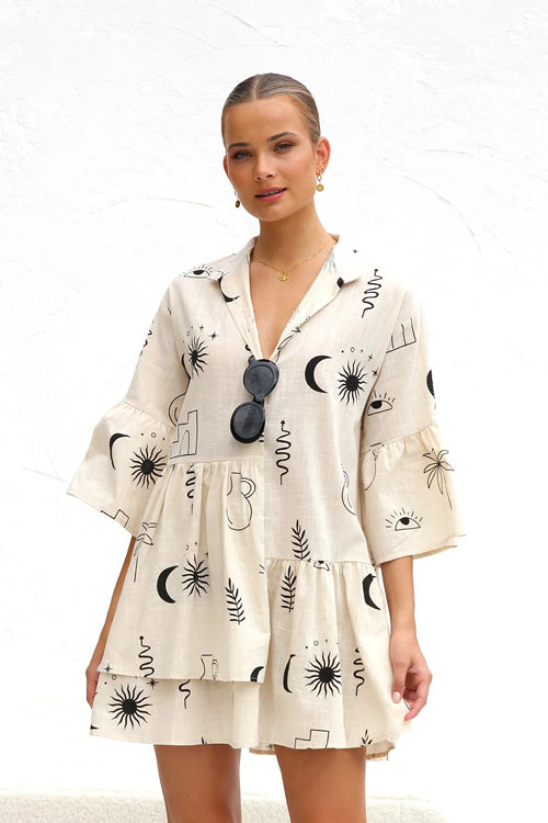 Open Your Heart Cotton Print A-Line Mini Dress