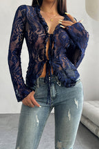 Midnight Love Story Lace Long Sleeve Top