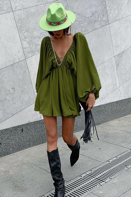 Mood So Delightful V-neck Long Sleeve Mini Dress - 7 Colors