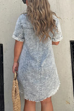 Festival Mood Light Wash Short Sleeve Denim Dress