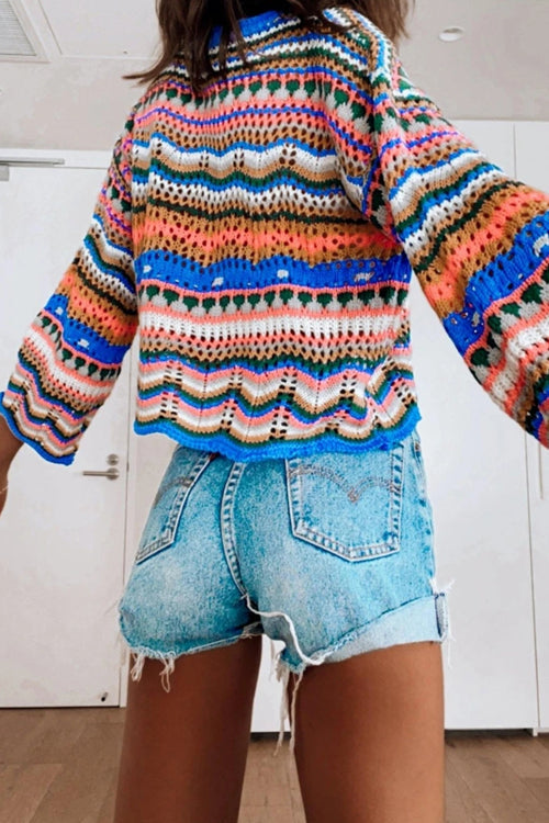 Let's Get Away Colorful Stripe Knit Sweater