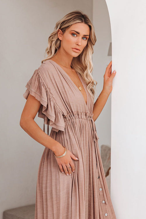 Golden Glow & Playful Spirit Ruffled Beach Wear Maxi Dress - 8 Colors