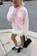 Attractively Cozy Soft Striped Knit Cardigan