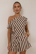 Seasonally Charming Printed One Shoulder Set