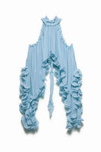 Delightful Potential Ruffled Sleeveless Chiffon Suit