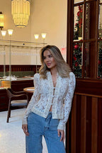 Celita Sheer Eyelash Lace Long Sleeve Top