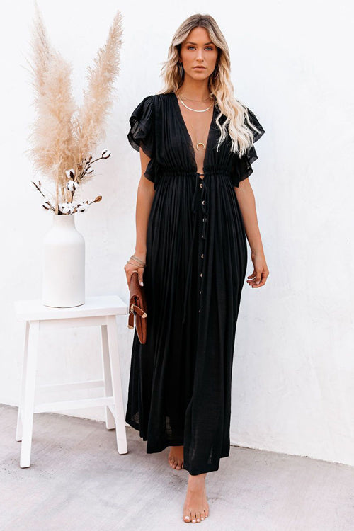 Golden Glow & Playful Spirit Ruffled Beach Wear Maxi Dress - 8 Colors