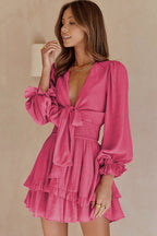 Show Your Style Ruffled Bowknot Mini Dress - 9 Colors