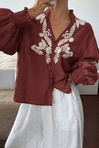 Everyday Luck Floral Embroidered Cotton Top