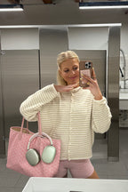 Attractively Cozy Soft Striped Knit Cardigan