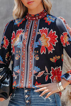 Affection Always Print Smocked Long Sleeve Top