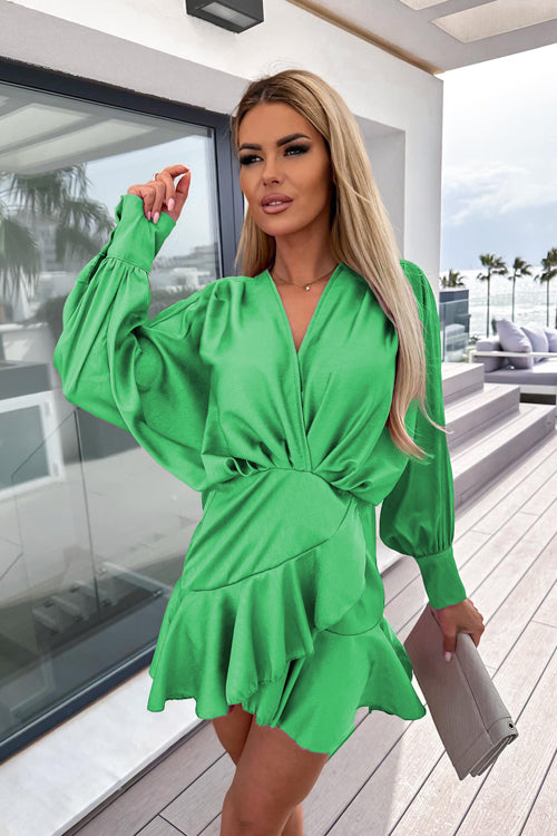 Romance-Kissed OL Wrap Long Sleeve Mini Dress