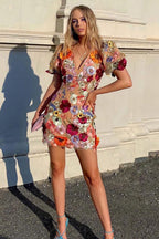 Follow the Summer 3D Floral Embroidered Mini Dress