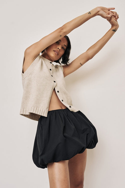 Until We Meet Sleeveless Button Down Knit Top