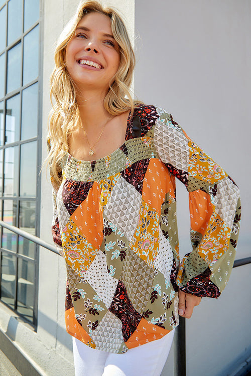 Radiance And Brains Print Long Sleeve Top