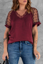 Hello Radiant Sheer Dot Tulle Short Sleeve Top