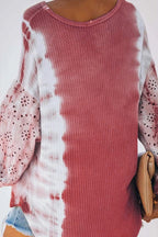 Never Better Tie-Dye Hollow-Out Knit Top