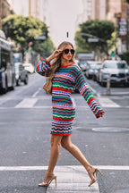 Let Your Affection Glow Striped Knit Mini Dress