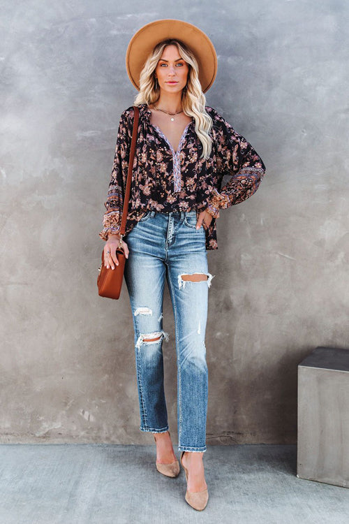 Giving Radiant Boho Print Long Sleeve Top
