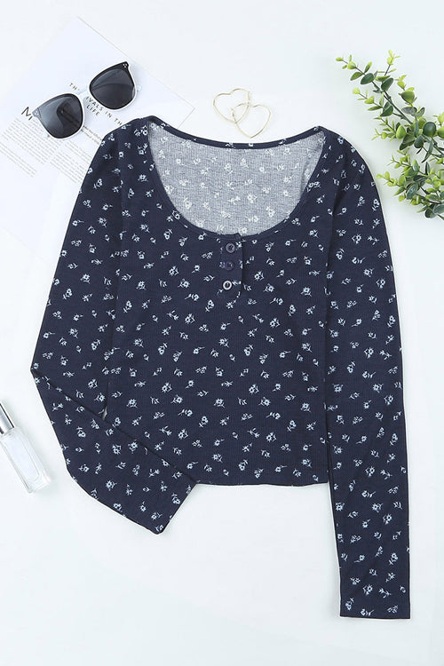 Promised Playful Spirit Floral Knit Long Sleeve Top