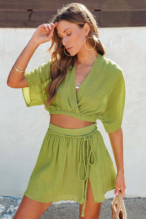 Have Some Playful Spirit V-Neck Short Sleeve Suit