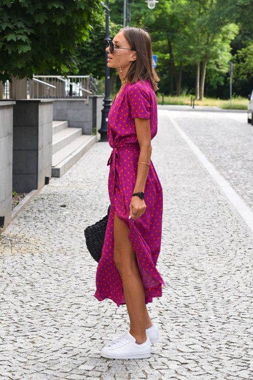 Do What You Affection Print High-Slit Maxi Dress