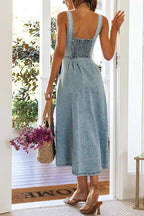 Delightful Charmer Button Down Sleeveless Midi Dress