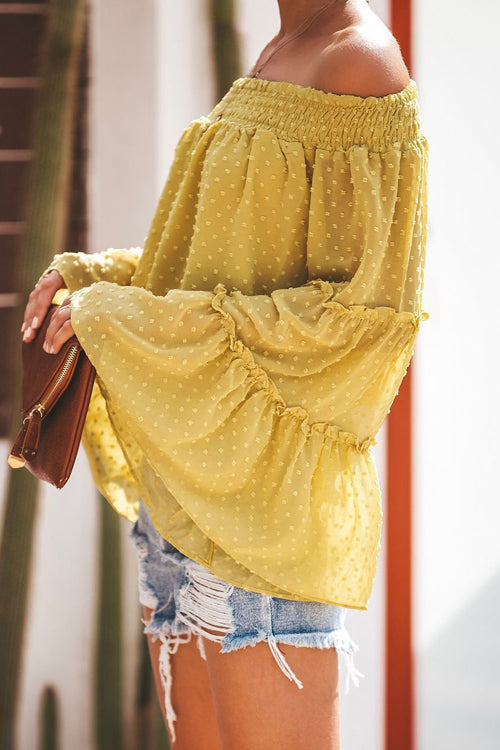In the Breeze Dot Off Shoulder Shirt