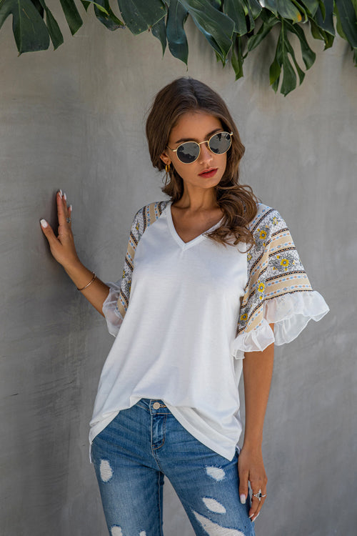 Forever Beloved Boho Printed Sleeve Top