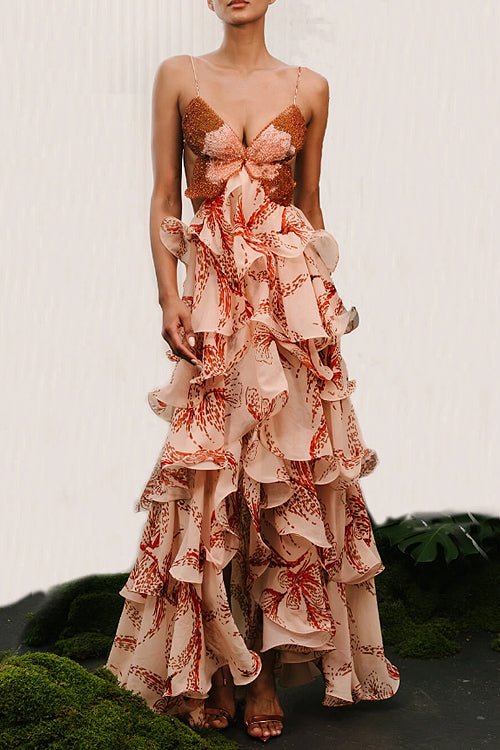 Let There Be Love Story Butterfly Print Maxi Dress