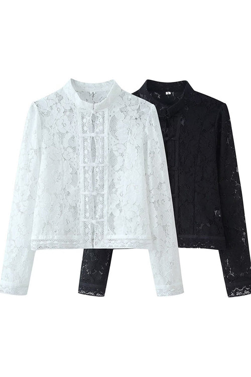 Celita Sheer Eyelash Lace Long Sleeve Top