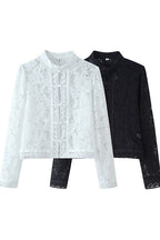 Celita Sheer Eyelash Lace Long Sleeve Top