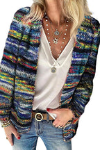 Seasonally Polished Multi Color Stripe Knit Cardigan