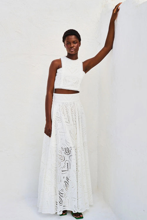 Modern Romance-Inspired Crochet Maxi Dress Suit