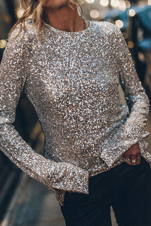 Glow For Us Sequin Long Sleeve Top