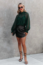 Reverie Of The Day Smocked Statement Sleeve Top