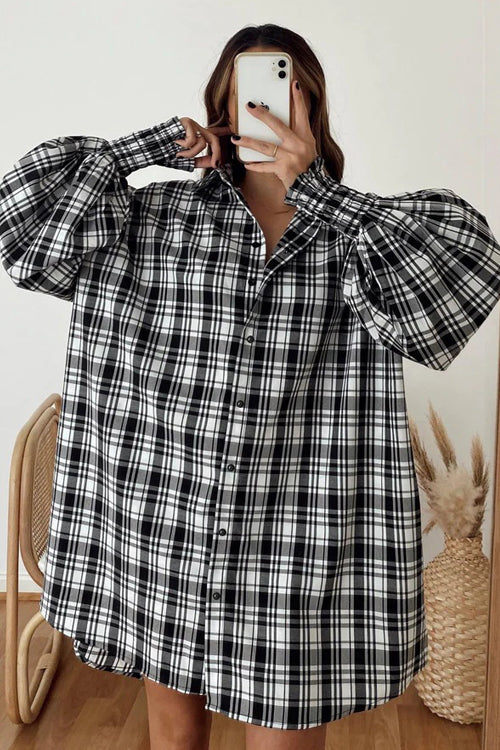 We're Better Together Plaid Long Sleeve Mini Dress