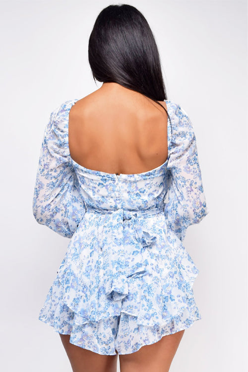 Radiant Blooms Floral Printed Long Sleeve Romper